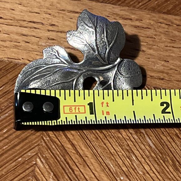 Vintage Beau Sterling .925 Textured Leaf Brooch Pin Fall Autumn - Picture 4 of 6